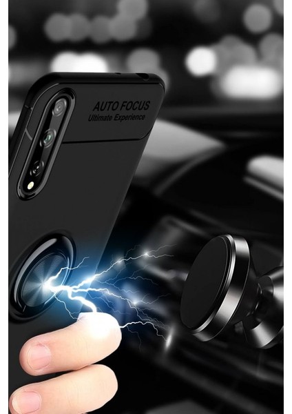 Huawei P Smart S Kılıf Yüzüklü Silikon Range - Siyah