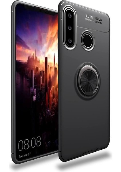 Huawei Y6P Kılıf Yüzüklü Silikon Range - Siyah