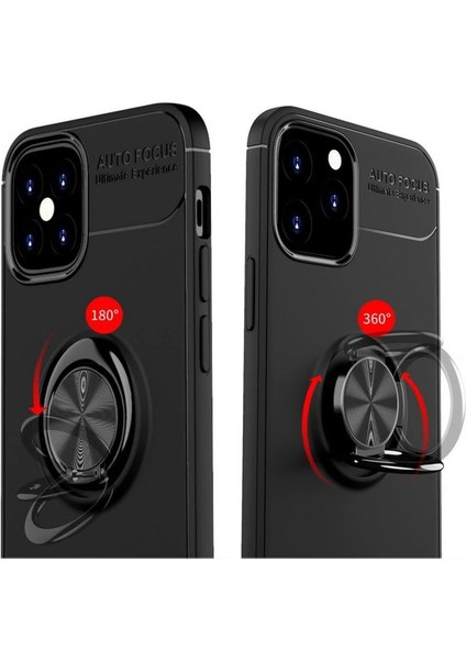 Apple iPhone 12 Mini Kılıf Yüzüklü Silikon Range - Siyah-Mavi