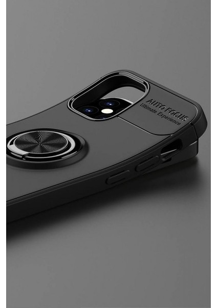 Apple iPhone 12 Mini Kılıf Yüzüklü Silikon Range - Siyah-Mavi