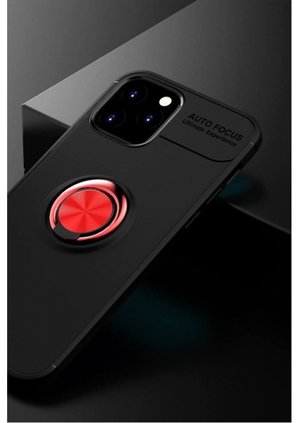 Apple iPhone 12 Pro Kılıf Yüzüklü Silikon Range - Siyah-Kırmızı