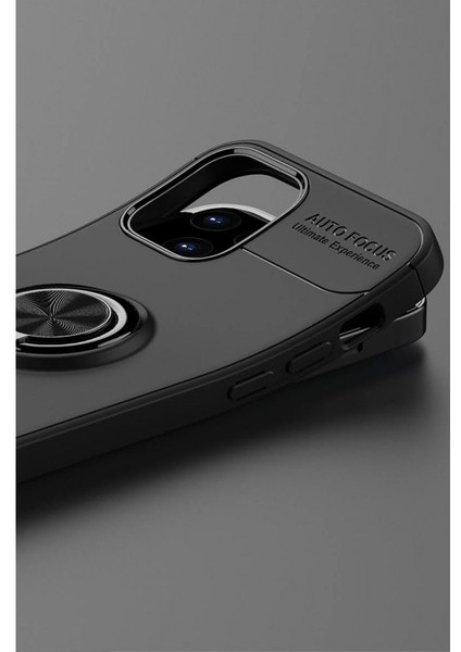 Apple iPhone 12 Pro Kılıf Yüzüklü Silikon Range - Siyah-Kırmızı