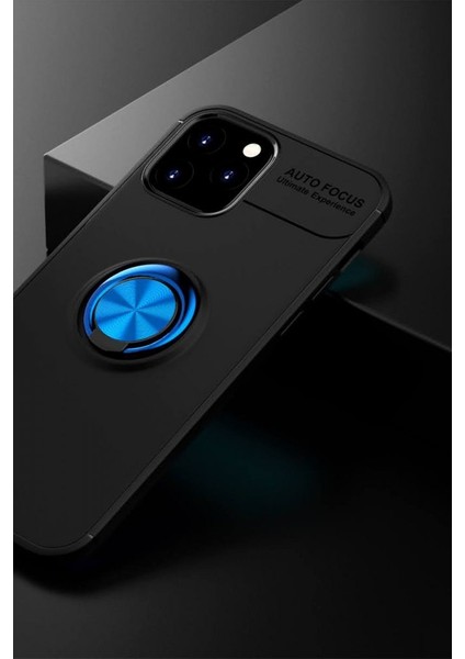 Apple iPhone 12 Kılıf Yüzüklü Silikon Range - Siyah-Mavi