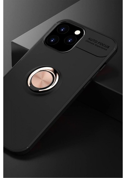Apple iPhone 12 Pro Max Kılıf Yüzüklü Silikon Range - Siyah-Gold