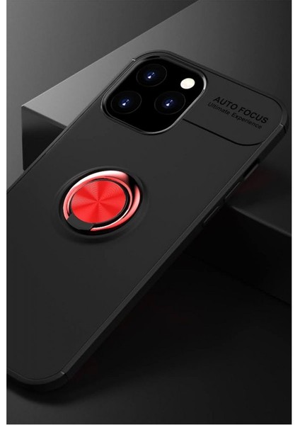 Apple iPhone 12 Pro Max Kılıf Yüzüklü Silikon Range - Siyah-Kırmızı