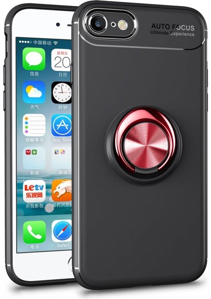 Apple iPhone Se 2020 Kılıf Yüzüklü Silikon Range - Siyah-Kırmızı