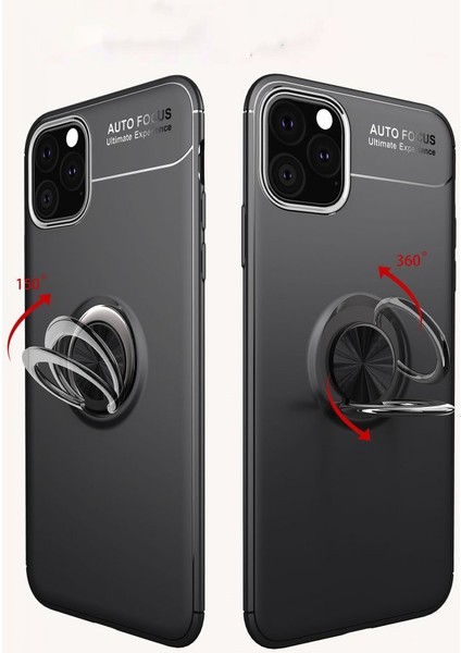 Apple iPhone 11 Pro Kılıf Yüzüklü Silikon Range - Siyah-Kırmızı
