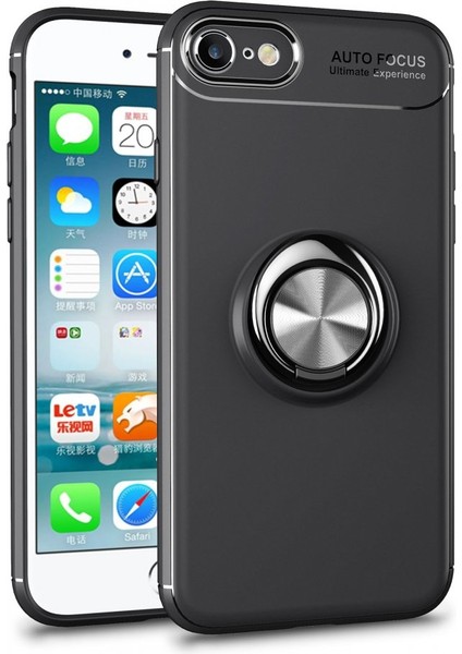 Apple iPhone 8 Kılıf Yüzüklü Silikon Range - Siyah