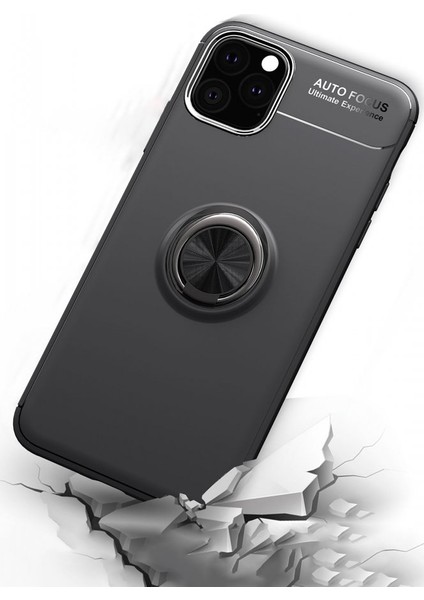 Apple iPhone 11 Pro Max Kılıf Yüzüklü Silikon Range - Siyah