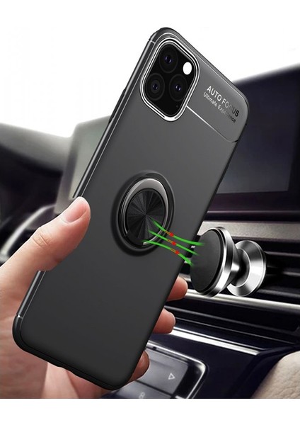 Apple iPhone 11 Pro Max Kılıf Yüzüklü Silikon Range - Siyah