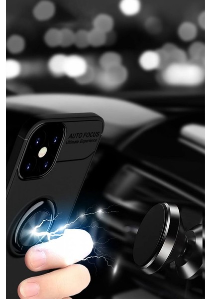 Apple iPhone 12 Mini Kılıf Yüzüklü Silikon Range - Siyah-Kırmızı