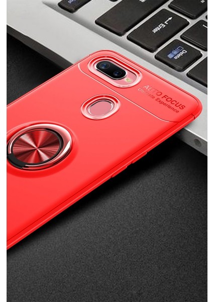 Oppo A12 Kılıf Yüzüklü Silikon Range - Kırmızı fiyatları