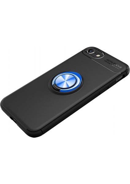 Apple iPhone 8 Kılıf Yüzüklü Silikon Range - Siyah-Mavi