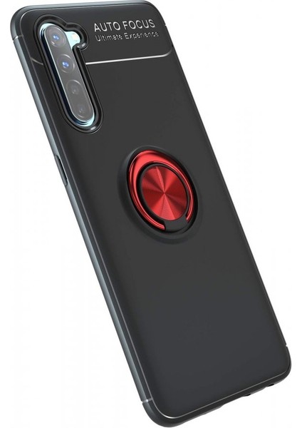 Oppo A91 / Reno 3 Kılıf Yüzüklü Silikon Range - Siyah-Kırmızı fiyatları