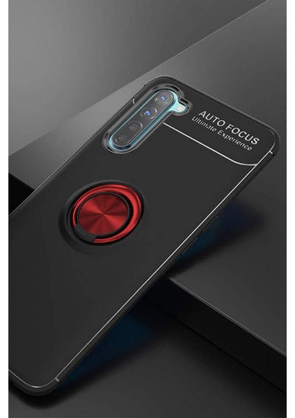 Oppo A91 / Reno 3 Kılıf Yüzüklü Silikon Range - Siyah-Kırmızı fırsatları
