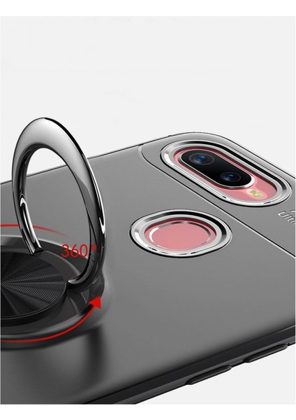 Oppo Ax7 Kılıf Yüzüklü Silikon Range - Mavi