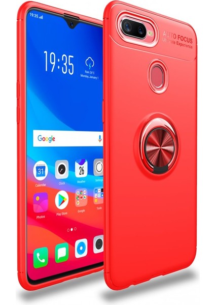 Oppo A5S Kılıf Yüzüklü Silikon Range - Kırmızı