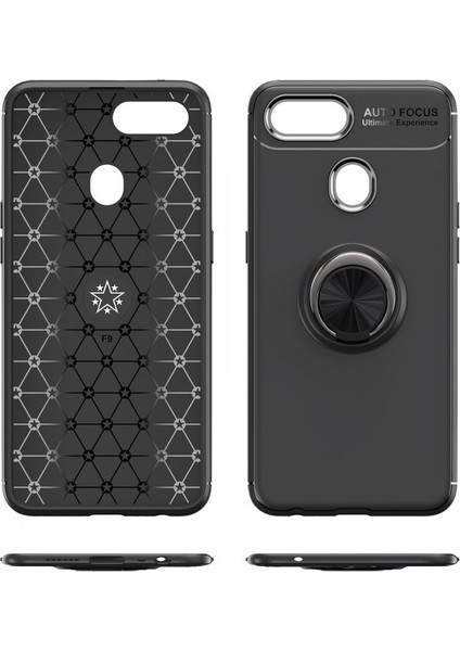Oppo A5S Kılıf Yüzüklü Silikon Range - Siyah indirimleri