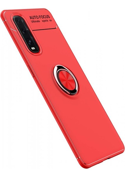 Oppo Find X2 Kılıf Yüzüklü Silikon Range - Kırmızı