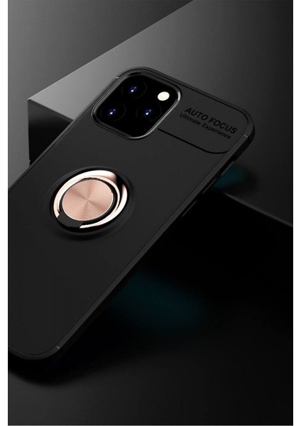 Apple iPhone 12 Pro Kılıf Yüzüklü Silikon Range - Siyah-Gold