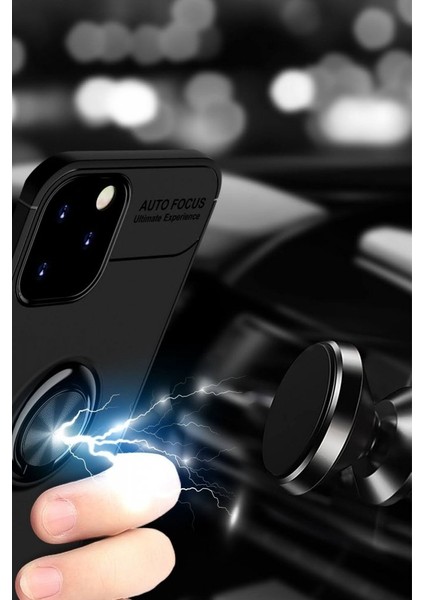 Apple iPhone 12 Pro Kılıf Yüzüklü Silikon Range - Siyah-Gold