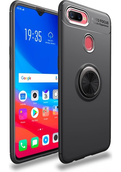 Oppo A12 Kılıf Yüzüklü Silikon Range - Siyah
