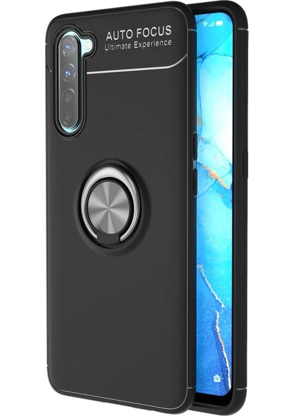 Oppo A91 / Reno 3 Kılıf Yüzüklü Silikon Range - Siyah