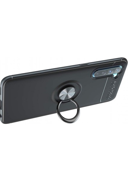 Oppo A91 / Reno 3 Kılıf Yüzüklü Silikon Range - Siyah modelleri