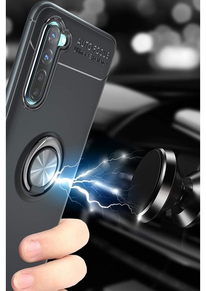 Oppo A91 / Reno 3 Kılıf Yüzüklü Silikon Range - Siyah indirimleri