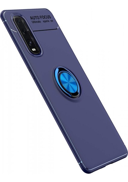 Oppo Find X2 Kılıf Yüzüklü Silikon Range - Mavi