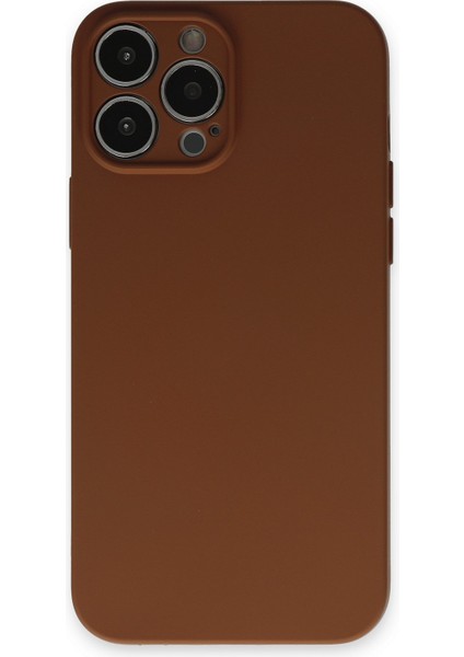 Apple iPhone 13 Pro Max Kılıf Lansman Içi Kadife Nano Silikon - Kahverengi