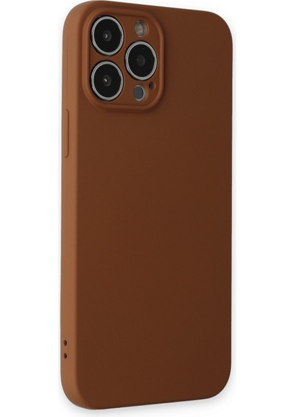 Apple iPhone 13 Pro Max Kılıf Lansman Içi Kadife Nano Silikon - Kahverengi