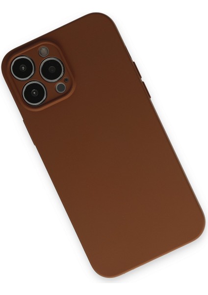 Apple iPhone 13 Pro Max Kılıf Lansman Içi Kadife Nano Silikon - Kahverengi