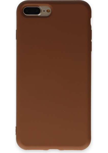 Apple iPhone 8 Plus Kılıf Lansman Içi Kadife Nano Silikon - Kahverengi