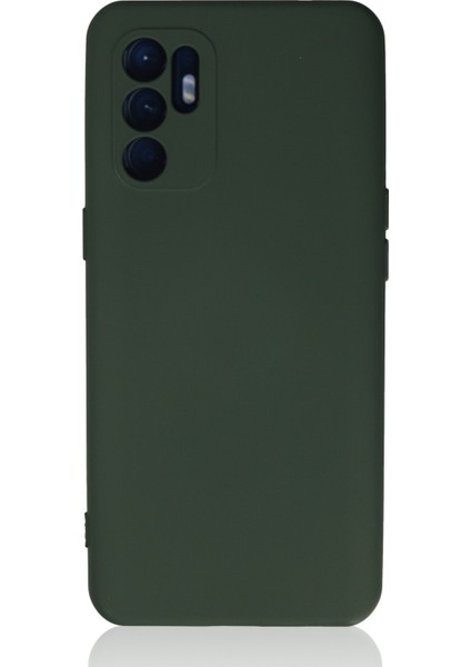 Oppo Reno 6 Kılıf Lansman Içi Kadife Nano Silikon - Koyu Yeşil