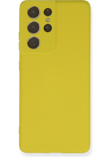 Samsung Galaxy S21 Ultra Kılıf Lansman Içi Kadife Nano Silikon - Sarı
