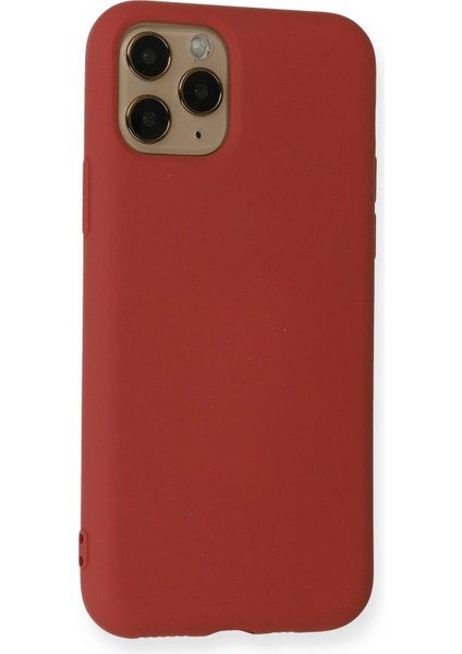 Apple iPhone 11 Pro Kılıf Lansman Içi Kadife Nano Silikon - Koyu Kırmızı