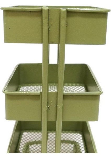 1/12 Mini 3 Katmanlı Depolama Raf Vitrin W / 4 Tekerlekler Dollhouse Mutfak Yeşil (Yurt Dışından)