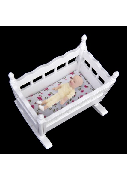 1/12 Mini Ahşap Çocuk Ranza Bebek Beşiği Sallanan At Dollhouse Yatak Odası (Yurt Dışından) fırsatları