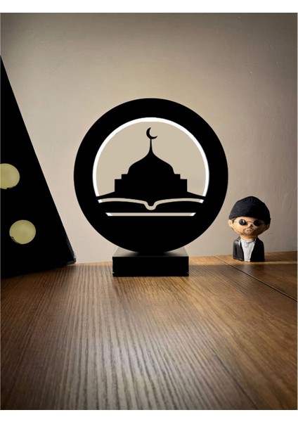 Ay Camii Kitap Siluet LED Masa Lambası Ahşap