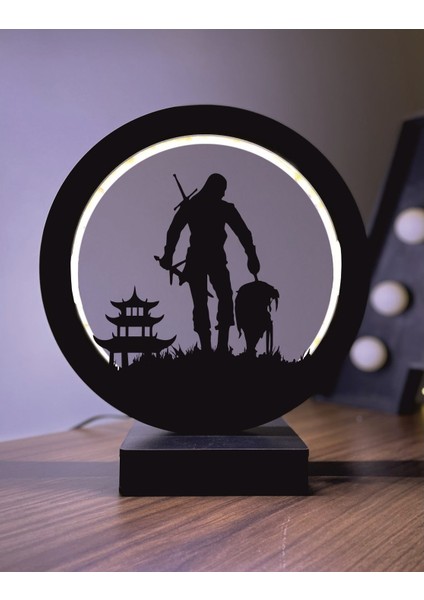 The Witcher Siluet LED Masa Lambası Ahşap