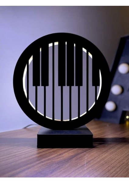 Piyano Tuşları Müzik LED Masa Lambası Ahşap