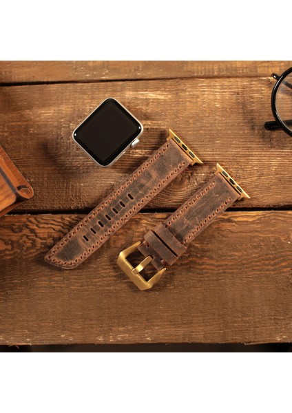 Apple Watch Kordon 42MM 44MM 45MM 49MM 3 / 4 / 5 / 6 / Se / 7 / 8 / Ultra / Ultra 2 Kahverengi Apple Deri Kayış fırsatları