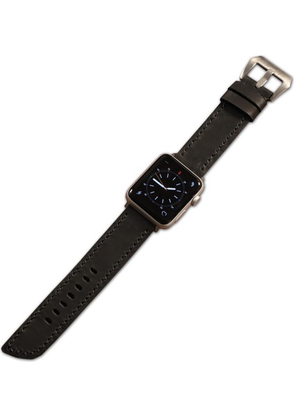 Apple Watch Siyah Deri Kordon 45MM 42MM 44MM 49MM 3 / 4 / 5 / 6 / Se / 7 / 8 / 9 Ultra / Ultra 2 Deri Kordon Hakiki Deri Kayış