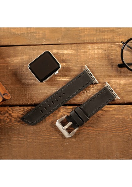 Apple Watch Siyah Deri Kordon 45MM 42MM 44MM 49MM 3 / 4 / 5 / 6 / Se / 7 / 8 / 9 Ultra / Ultra 2 Deri Kordon Hakiki Deri Kayış fırsatları