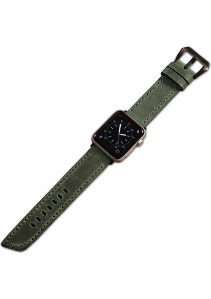 Apple Watch Deri Kordon 42MM 44MM 45MM 49MM 3 / 4 / 5 / 6 / Se / 7 / 8 / 9 Ultra / Ultra 2 Deri Kordon Yeşil Deri Apple Watch Kayış