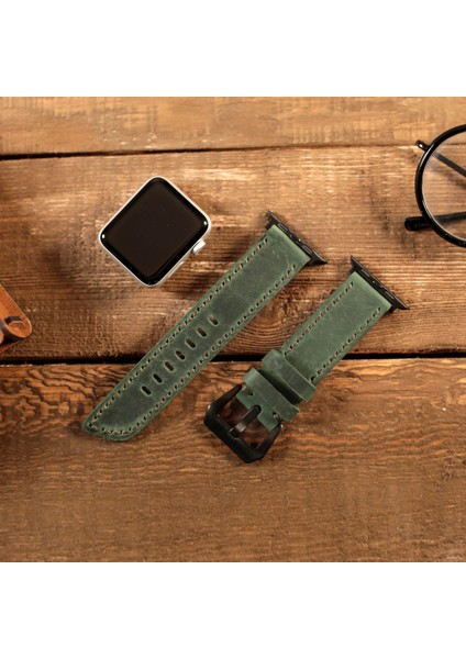 Apple Watch Deri Kordon 42MM 44MM 45MM 49MM 3 / 4 / 5 / 6 / Se / 7 / 8 / 9 Ultra / Ultra 2 Deri Kordon Yeşil Deri Apple Watch Kayış fırsatları