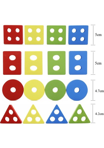 Ahşap Eğitici Okul Öncesi Bebek Oyuncakları Şekil Renk Tanıma Geometrik Tahta Blokları (Yurt Dışından)