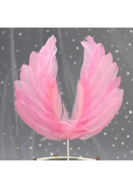Angel Wings Kek Topper Tüy Dekorasyon Doğum Günü Düğün Sevgililer Yıldönümü (Yurt Dışından)