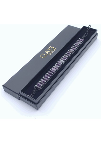 Jewellery Ametist & Hematit Taşı Silindir Bileklik modelleri